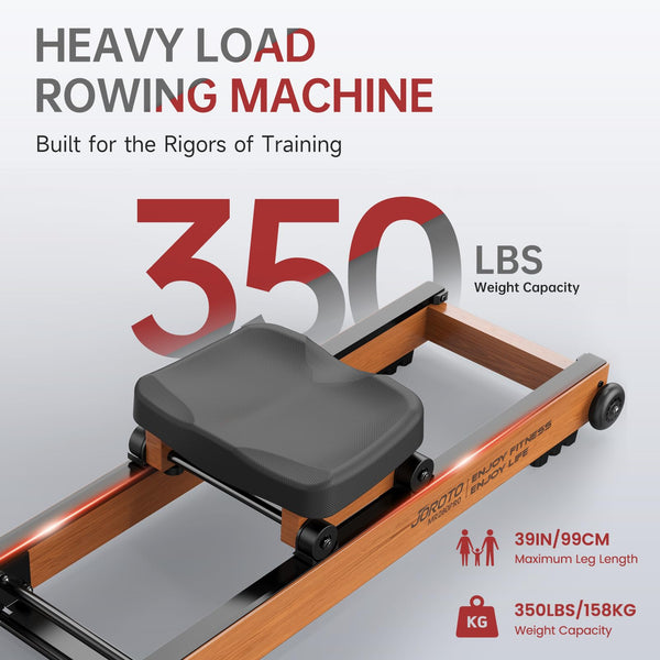JOROTO Wood Rowing Machine for Home Gym,Oak Wood Foldable Rower Machine with Bluetooth, Adjustable Tablet Holder - 330LS Weight Capacity