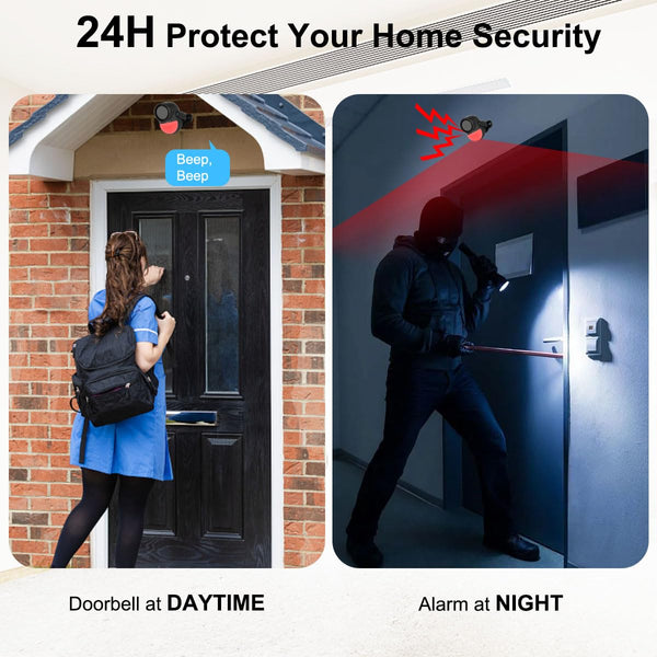 Shed Alarm, Shed Security Alarm for Home / Ranch / Van / Carport / Shop Infrared Detection Technology with 328ft Remote SOS Button Battery Powered 125db Extra Loud - Black