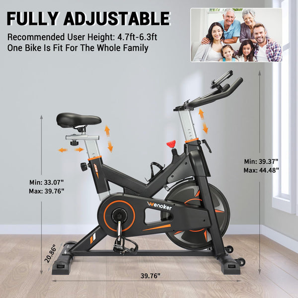 Exercise Bike Magnetic Resistance, Wenoker Spin Bike for Home Gym Use Equipment, Indoor Cycling Fitness Stationary Bike with LCD Display&Tablet Holder Cardio Training Machine