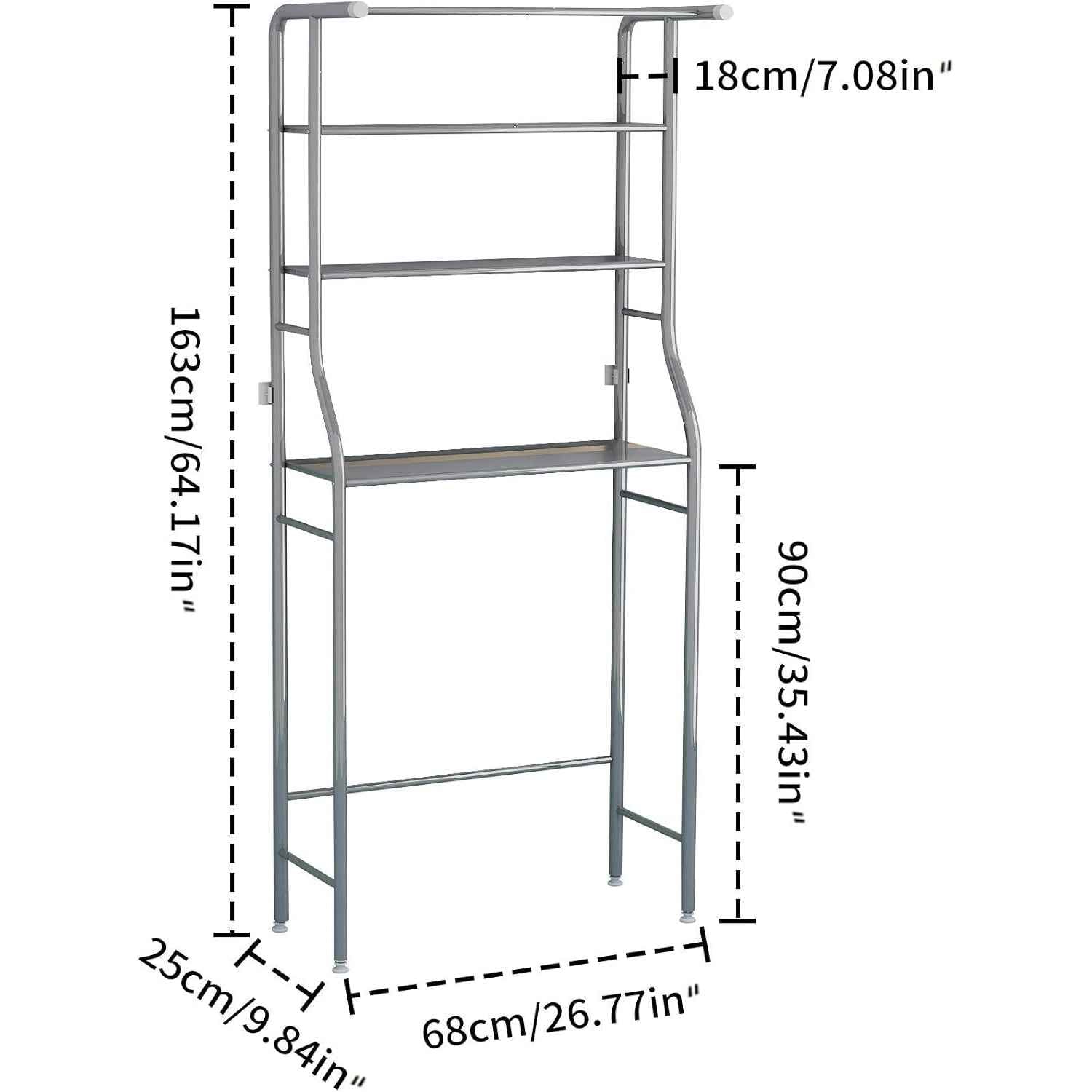3-Tier Drum Storage Rack Space-Saving Bathroom Organizer Silver MOYIPIN
