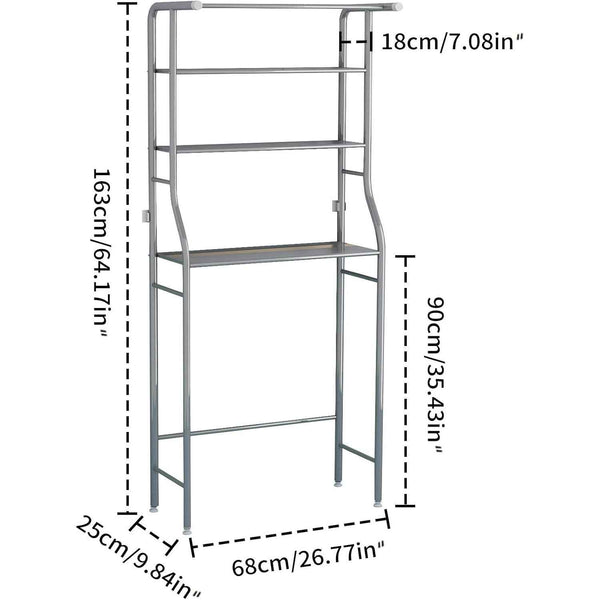 3-Tier Drum Storage Rack Space-Saving Bathroom Organizer Silver MOYIPIN