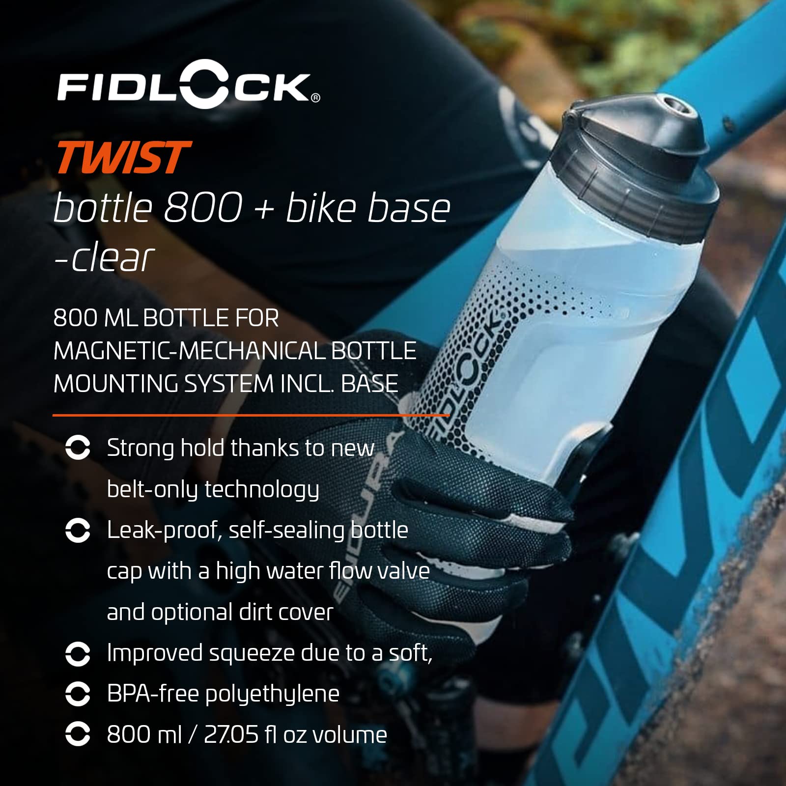 Fidlock Twist Bottle Set 800 + Bike Base Transparent Clear