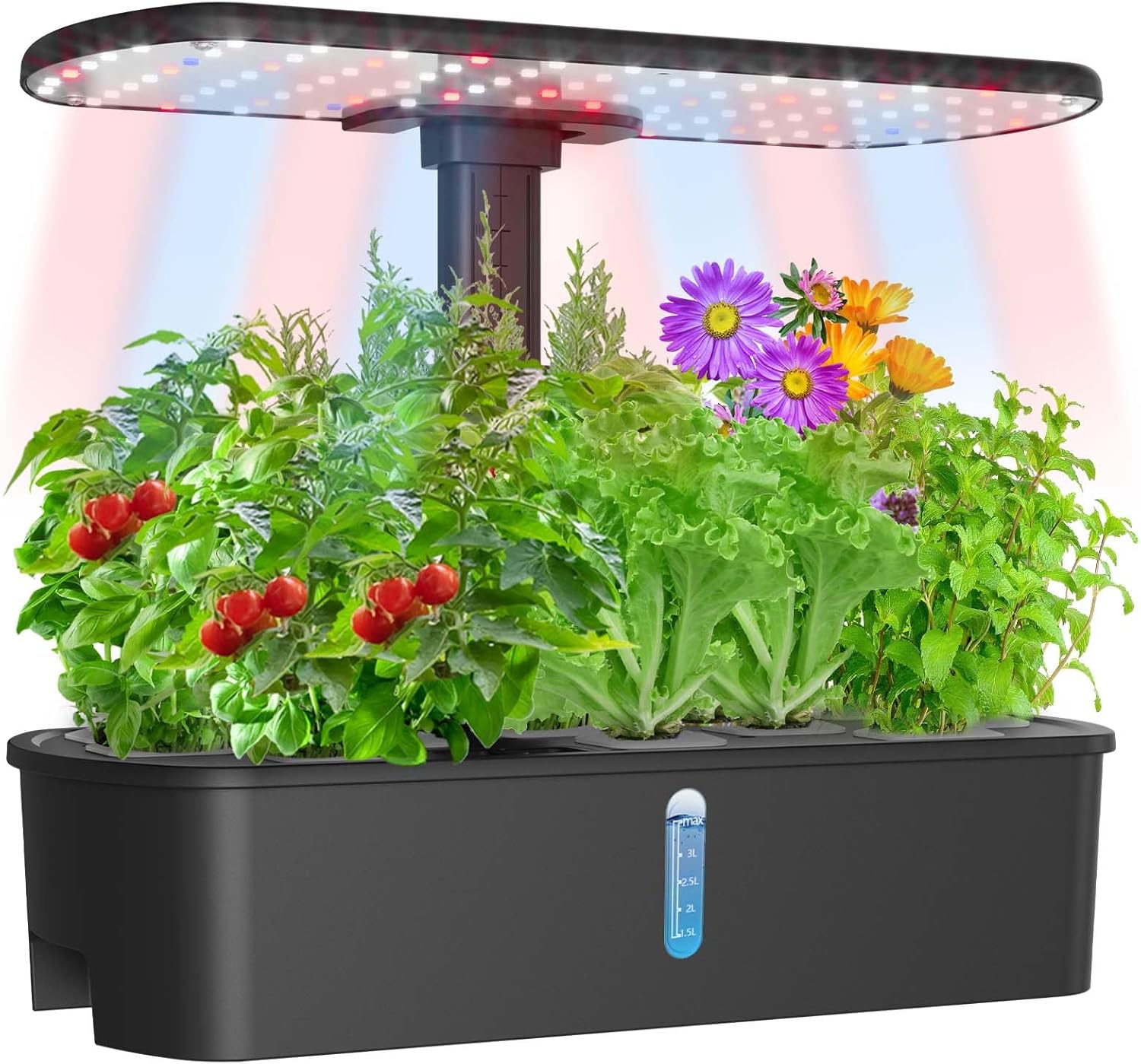 Yoocaa 12-Pod Hydroponics Growing System with LED Grow Light & Automatic Timer, Adjustable Indoor Herb Garden Kit for Home Kitchen (19.4'' Max Height), IGS-61