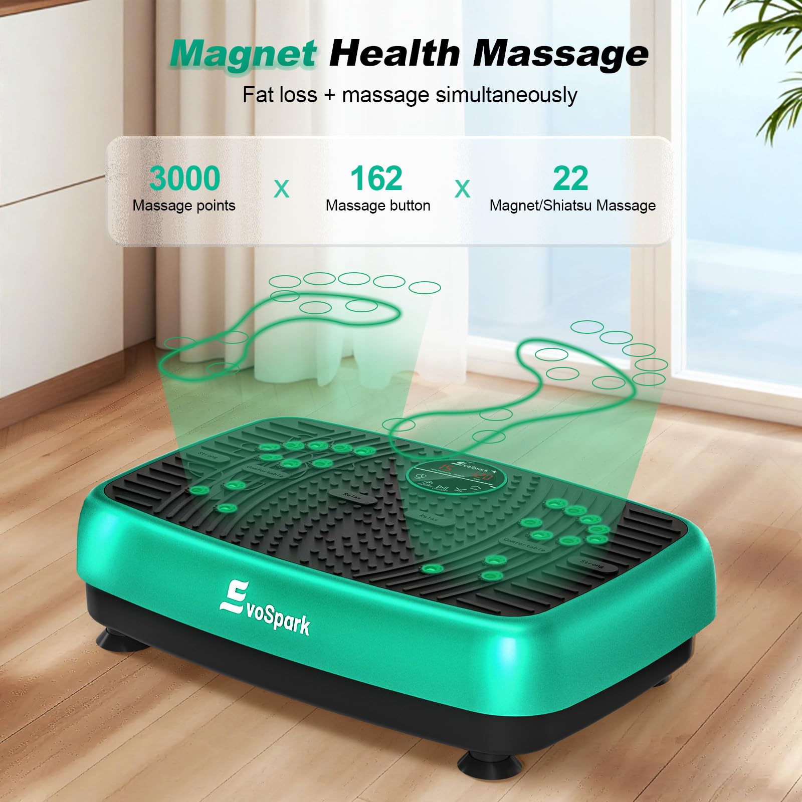 EvoSpark Vibration Plate, Vibration Plate Exercise Machine with 2025 High-Performance Dual Motor, 120 Adjustable Speeds, 450 Lbs Capacity Vibrating Plate for Lymphatic Drainage & Weight Loss