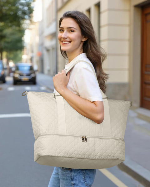 HOTOR Travel Bags for Women - Lightweight Overnight Holdall Bag, Large Carry on Luggage Weekend Bag with Shoe Compartment & Toiletry Bag, Travel Duffel Sport Gym Tote, Black, 34.0 x 45.0 x 20.0 cm