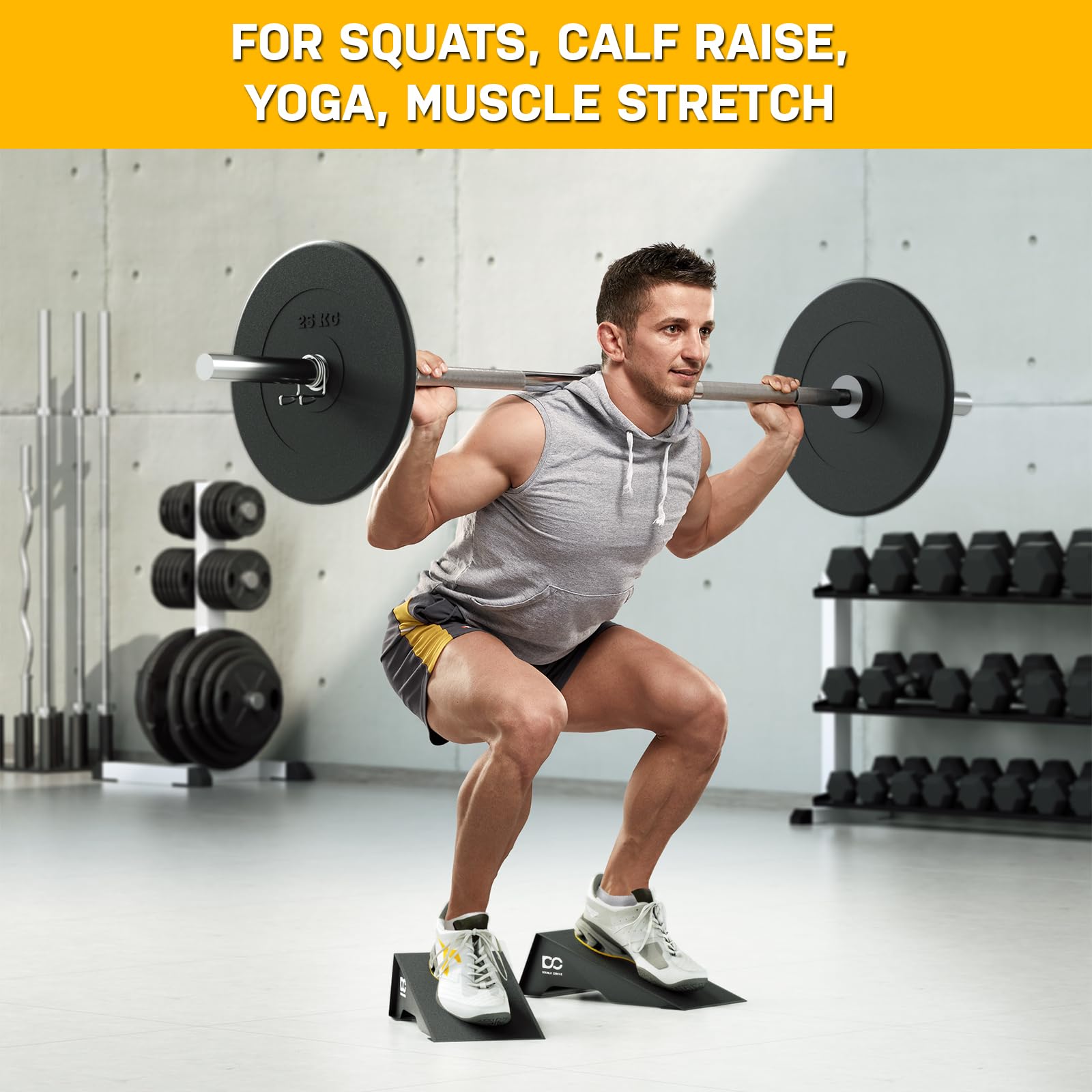 Double Circle Squat Wedge ? Professional Squat Ramp for Weightlifting and Fitness ? Squat Platform for Heel Elevated Squats and Calf Raises ?