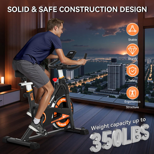 Exercise Bike for Home Gym Use, Wenoker Spin Bike Exercising Equipment, Indoor Cycling Exerciser with LCD Display & Tablet Holder Fitness Machine