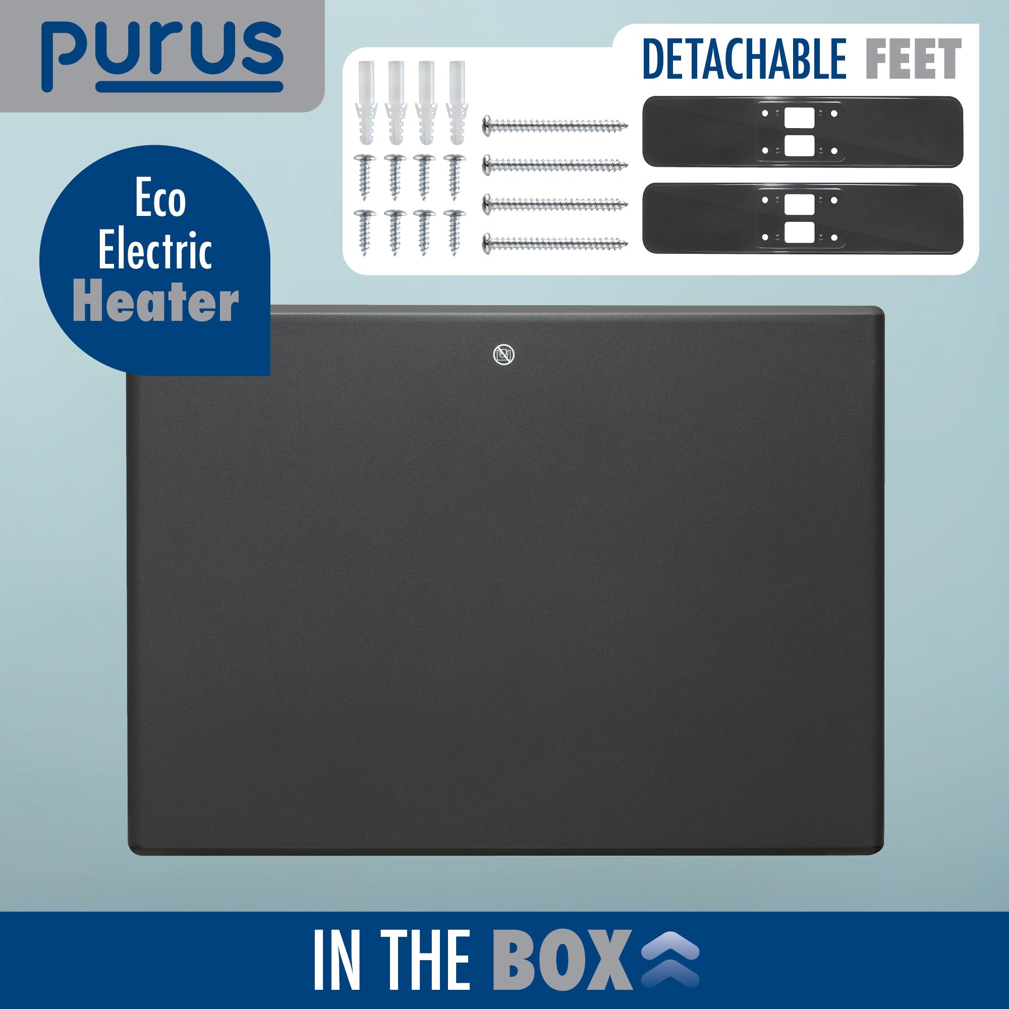 Purus 600W Grey Electric Radiator Heaters for Home, Bathroom Safe Electric Heater Setback Timer Lot 20 & Advanced Thermostat Control Wall Mounted or Floor Standing Low Energy Panel Heater