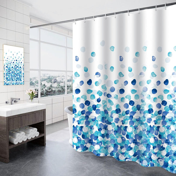 Homxi Bathroom Curtains Mould Proof Resistant 180x200cm,Polyester Shower Curtain with Hooks,Weighted Shower Curtain,Petal Pattern Bathtub Curtain Blue