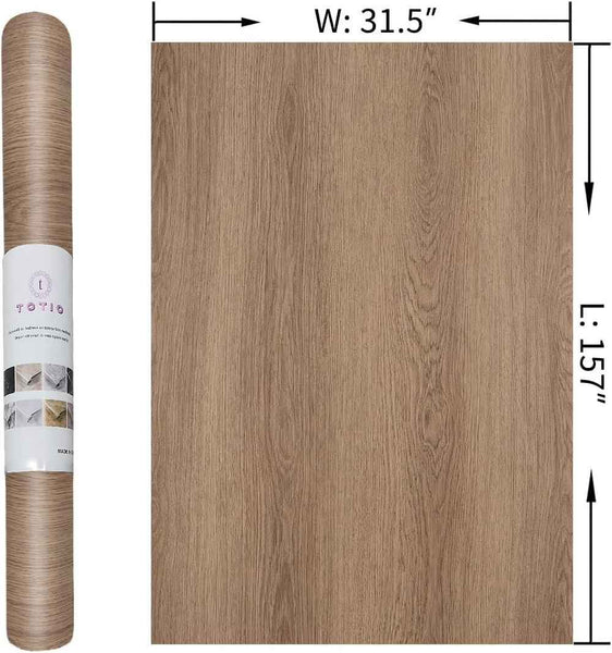 Wood Effect Wallpaper Self Adhesive Vinyl Matte Waterproof 31.5x157in TOTIO