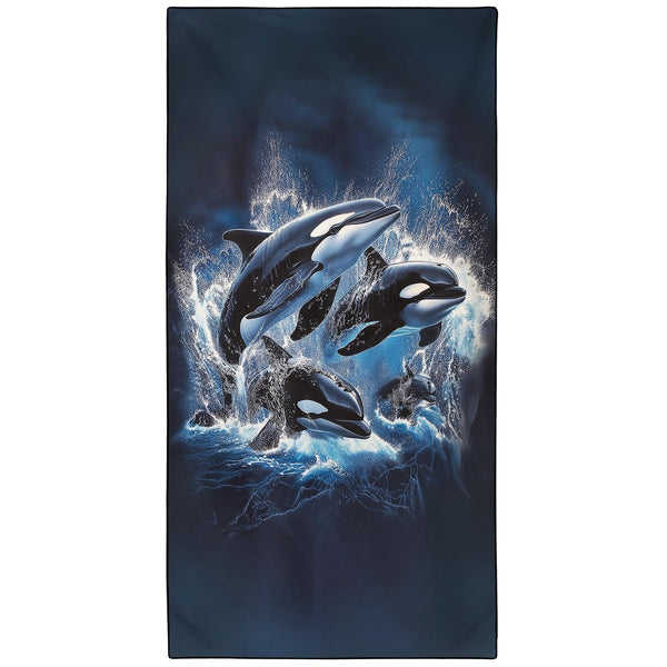 YISUMEI Jumping Whales Beach Towels for Adults Extra Large 180 x 90 cm, Microfibre Lightweight Quick Dry Towel for Swimming Pool Cruise Travel Sports