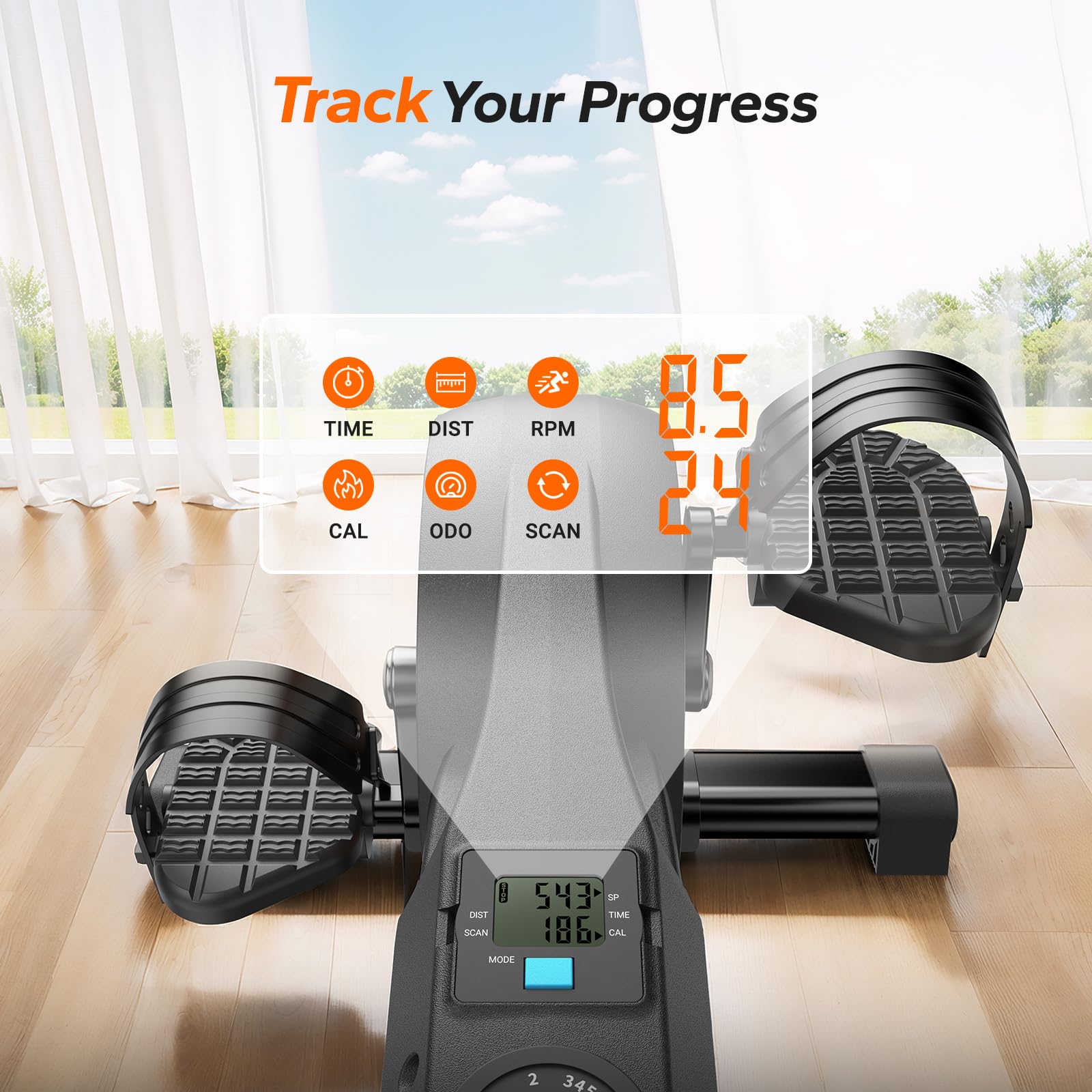 MERACH Under Desk Bike Pedal Exerciser, Mini Exercise Bike with 8-Level Magnetic Resistance, LCD Display & Anti-Slip Base, Eco-Friendly Portable Desk Bike for Office, Home, or Rehab