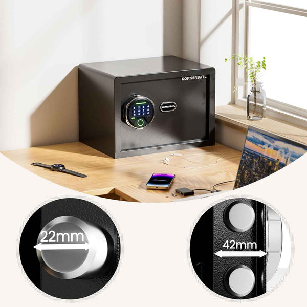Smart Biometric safe with fingerprint lock (9.84"H x 9.84"D x 13.78"W), Small Safe Box with Silent Mode & Backlit Keypad & LED Light, caja fuerte para dinero for Rich Person