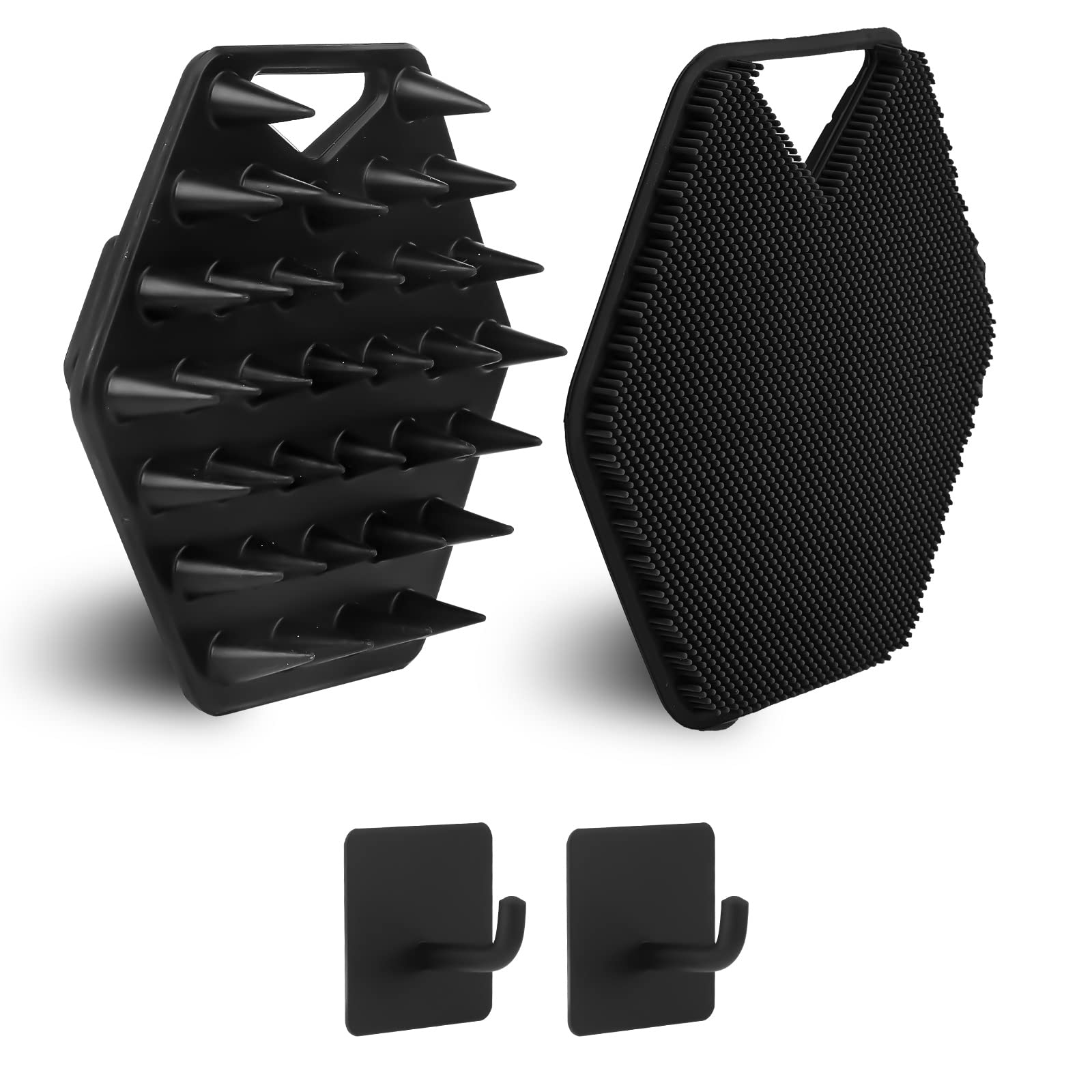 2pcs Silicone Shower Brush With Hooks - Body Scrubber and Head Scrubber Massage Scalp Brush for Exfoliating and Cleaning