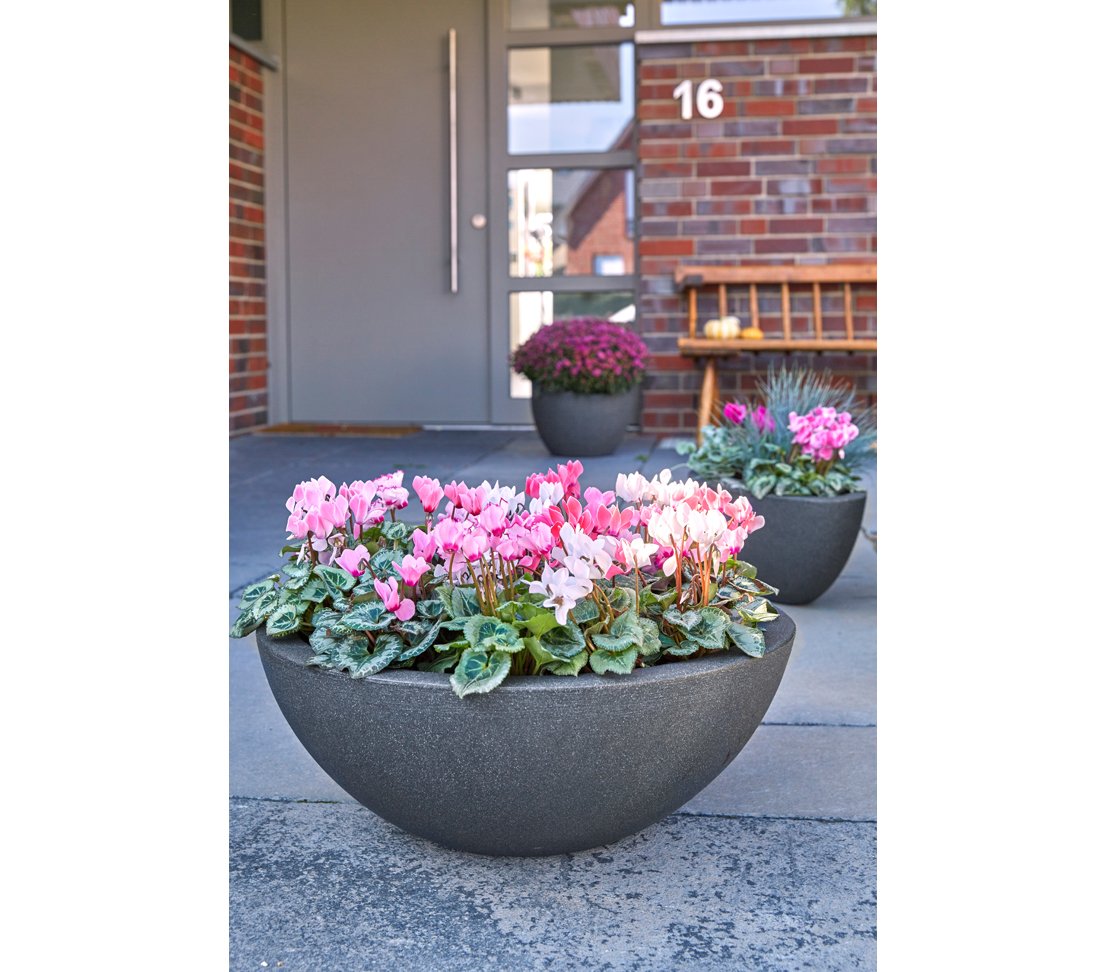 Dehner Spherical Bowl, Diameter 52 cm, Height 20 cm, Plastic, Anthracite