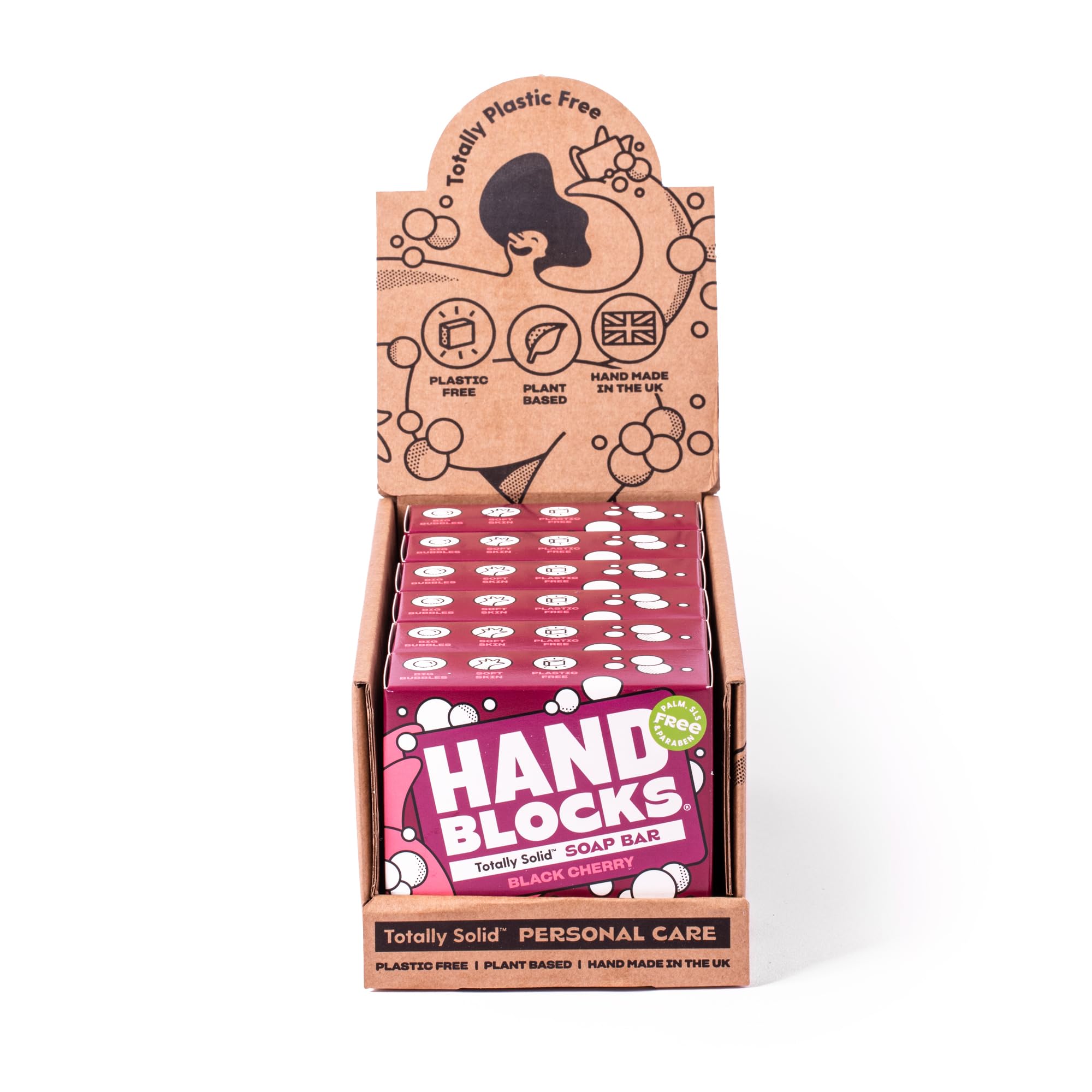 Hand Blocks: Black Cherry (6 Pack) - Cold Processed Natural Soap Bars - Plastic, Palm, SLS, SLES & Paraben Free