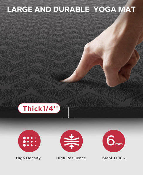 HAPBEAR Large Yoga Mat for Women-183cm116cm6mm, TPE Non-Slip, Durable, Eco-Friendly, Extra Large Thick Wide Exercise Mat for