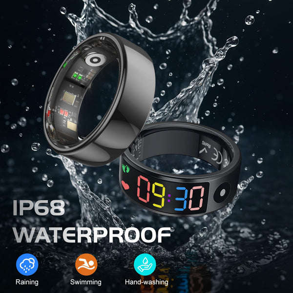 Smart Ring for Men Women, Sleep & Heart Rate Monitor Health Ring, Fitness Ring Heart Rate Blood Oxygen Sleep Monitor Step Counter Activity Tracker for Android iOS with Charging Case (#12-Y)