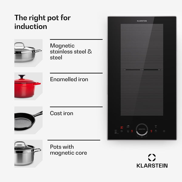 Klarstein Induction Hob, 7000W Electric Hobs Induction Cooker, 4 Ring Electric Pan Hob, Built-In Table Top Cookers w/ 4 Hobs, Touch Control, Inductions Heater Cooktops, Hot Plates for Cooking