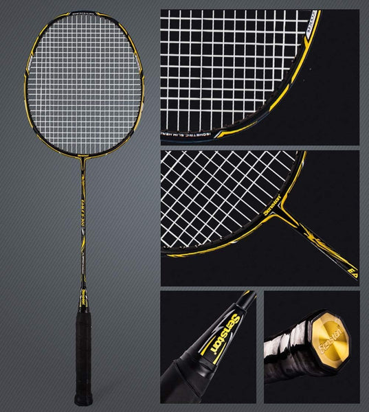 Senston 2 Pack Badminton Racket Set Graphite Full-Carbon Badminton Racquet With Premium Quality Protective Carry Case and 2 Overgrips