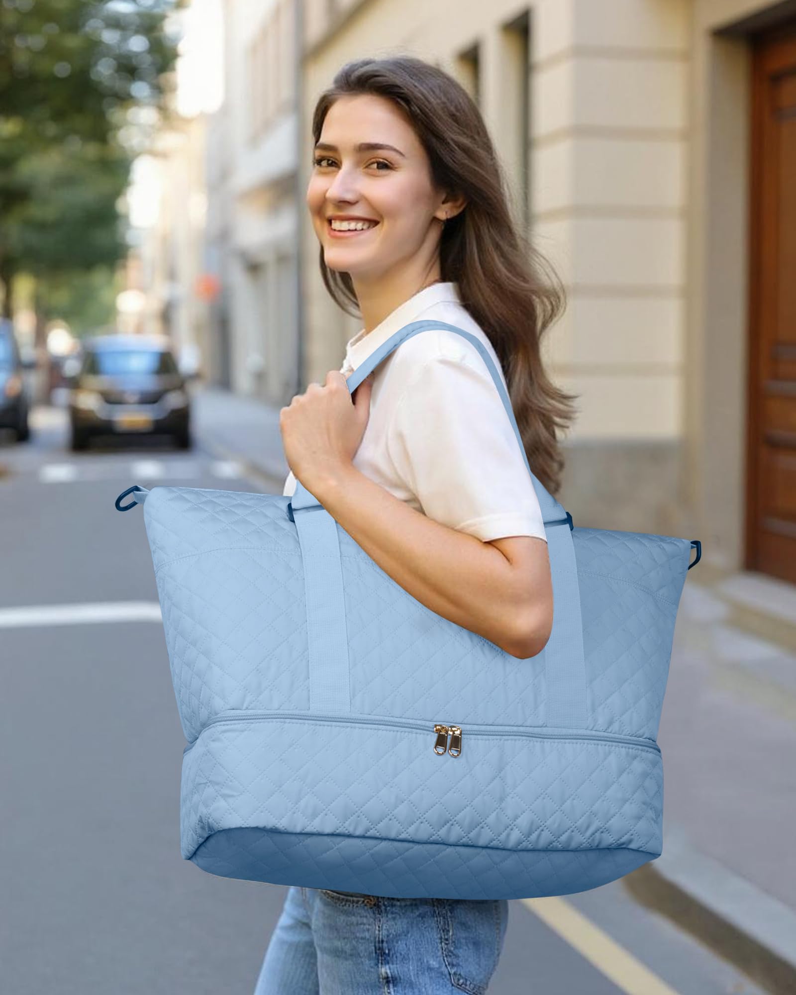 HOTOR Travel Bags for Women - Lightweight Overnight Holdall Bag, Large Carry on Luggage Weekend Bag with Shoe Compartment & Toiletry Bag, Travel Duffel Sport Gym Tote, Black, 34.0 x 45.0 x 20.0 cm