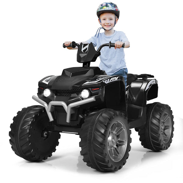 GYMAX Kids Electric Quad Bike, Children Ride On ATV with Bluetooth, Lights, Music, Horn, High/Low Speeds and Slow Start, 12 V Battery Powered Toy Car for 3-7 Years Boys Girls (Blue)