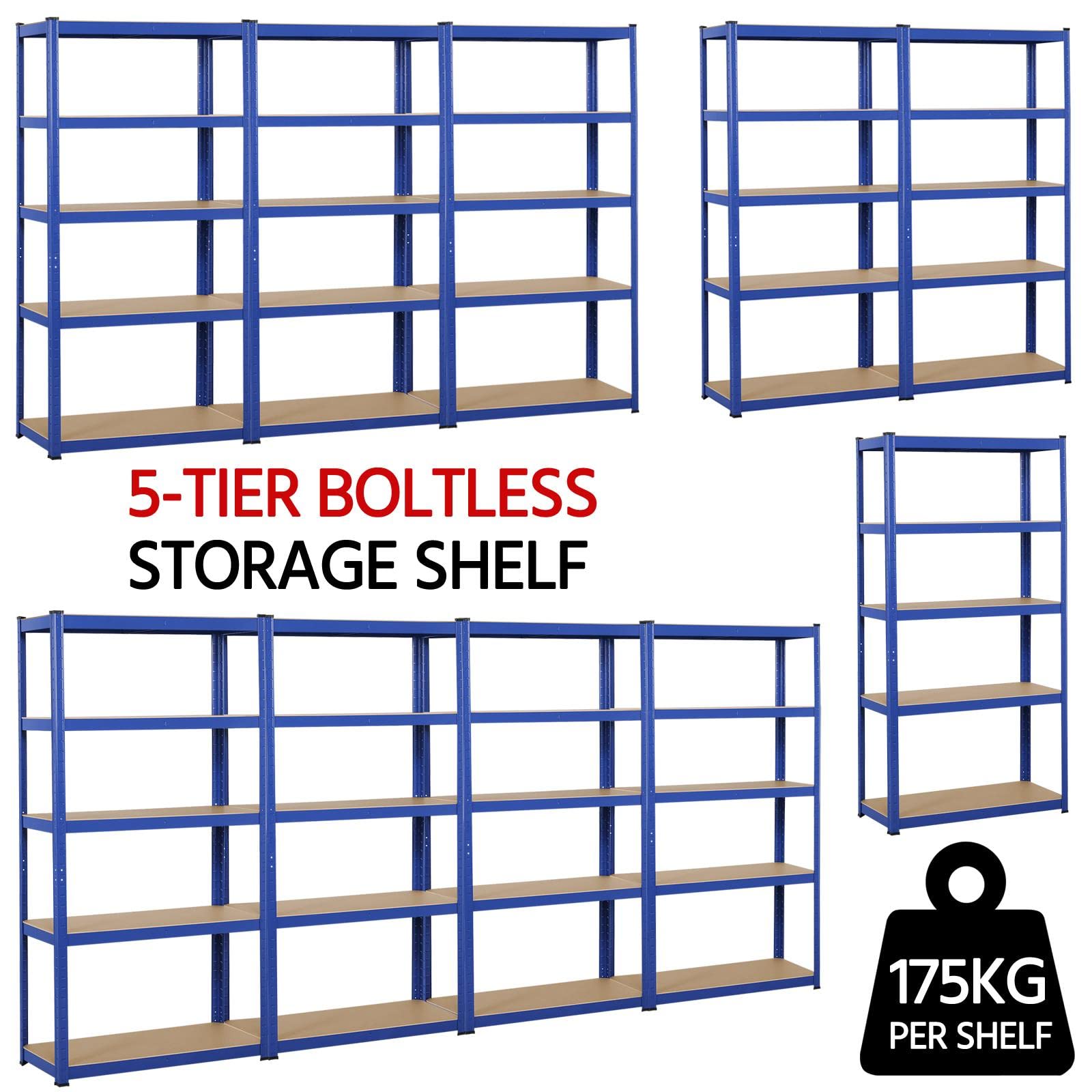 Yaheetech Garage Shelving Units - 5 Tier Heavy Duty Rack for Storage Metal Utility Shelves,180cm x 90cm x 40cm,175KG Per Shelf,Blue