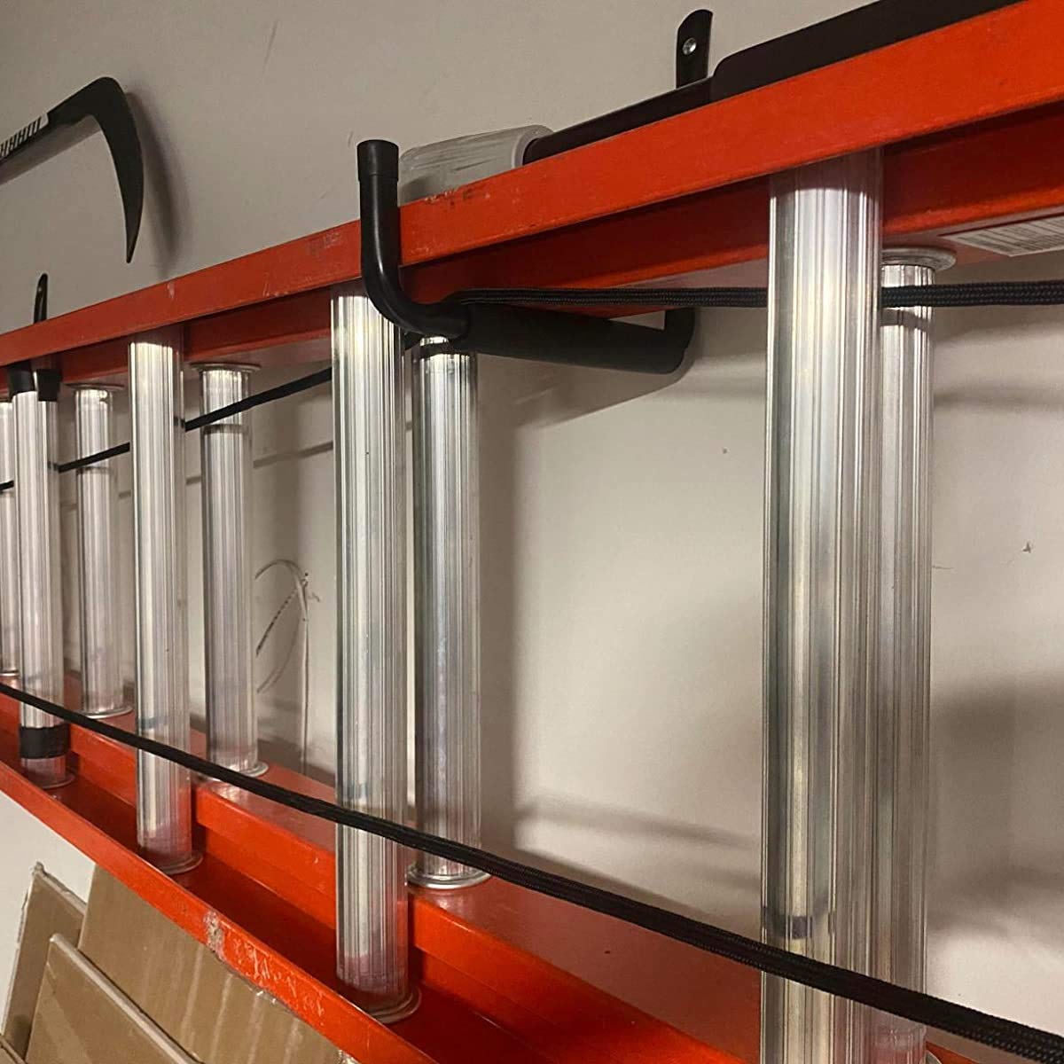 pipabiba 17cm Garage Storage Ladder Hooks, 6 Pack Heavy Duty Wall Mount Utility Hanger Organizer to Folded Chairs, Bicycles, Power Tools, Garden Hoses (19cm x 17cm)