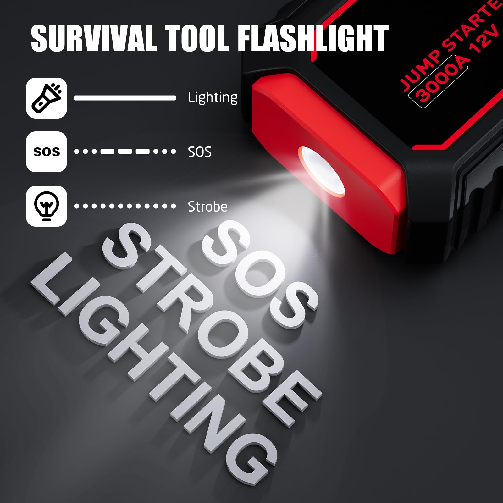 Povasee Jump Starter Power Pack, 5000A Car Battery Booster Jump Starter (up to All Gas or 10L Diesel) with 3" LCD Display, Car Starter with 2 USB Ports, Jump Leads and LED, Jump Pack for 12V Vehicles