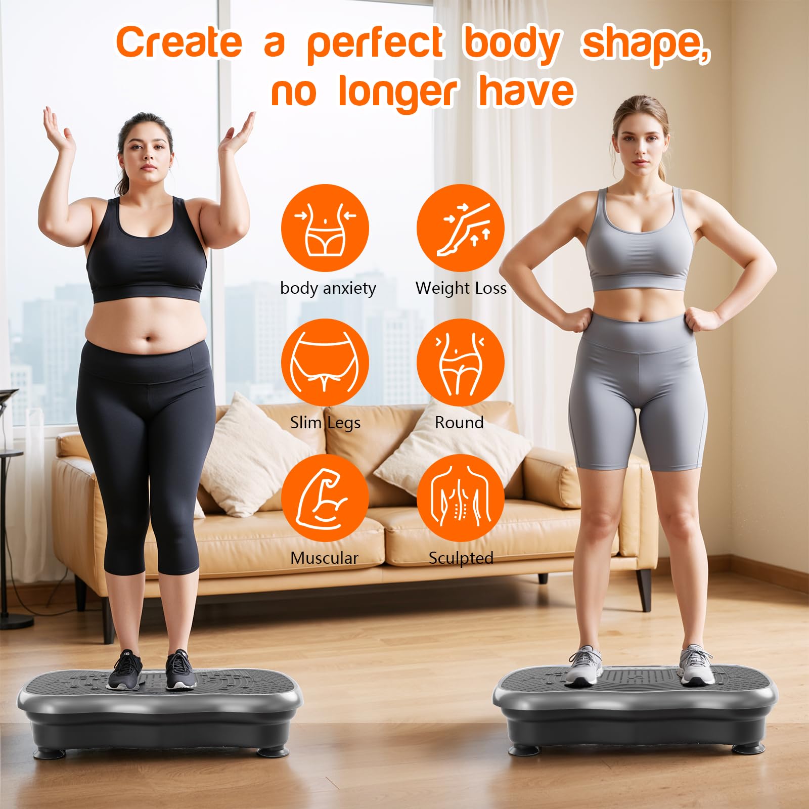 Vibration Plate Exercise Machine，Vibration Plate Fitness Platform Exercise Machine 10 Modes Full Body Workout Vibrating Fitness Platform Weight Loss Women Men Shaping Wellness Home Gym Equipment