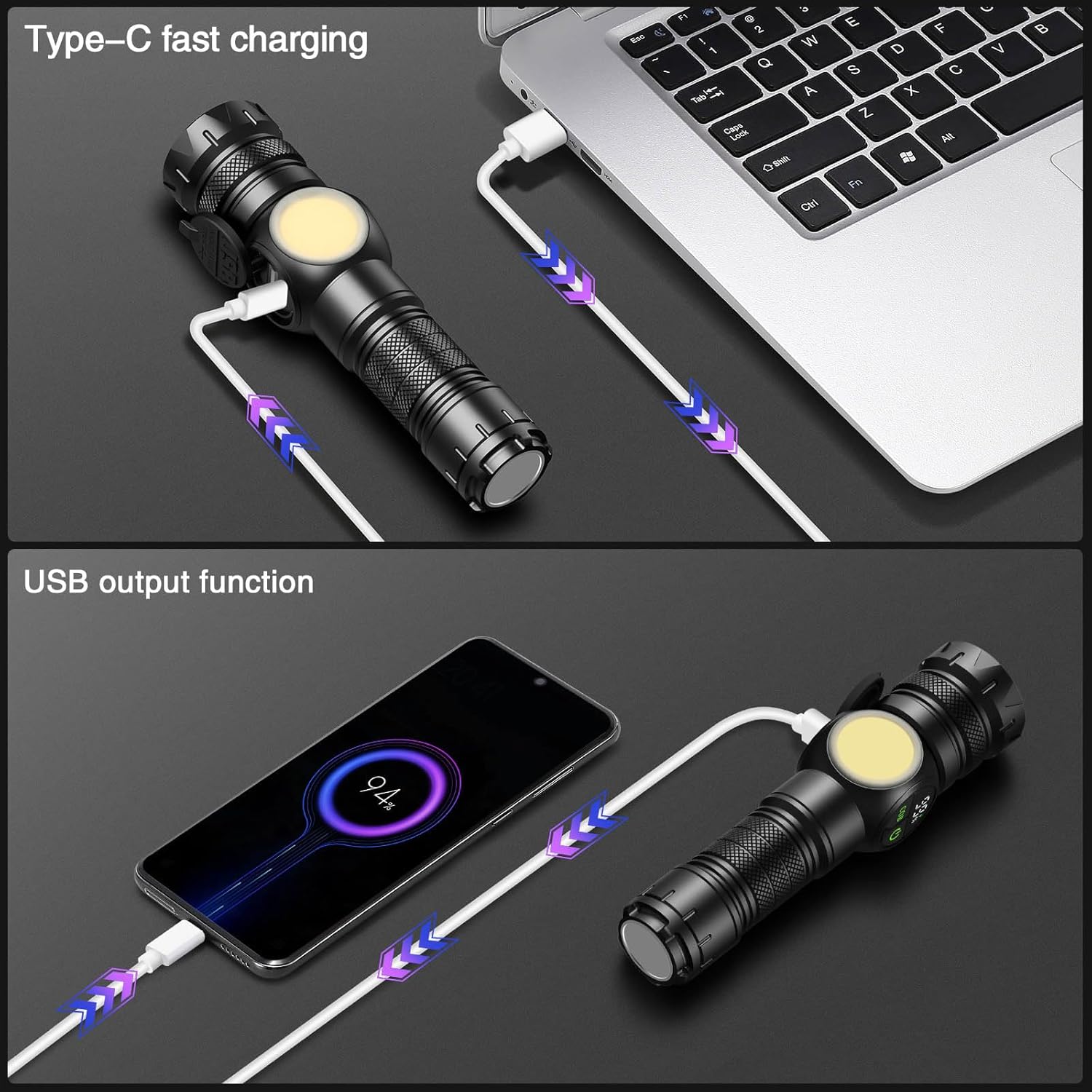 Jayxinli Torches LED Super Bright with Magnetic, 500000 Lumens High Power Rechargeable Torch with LCD Digital Display, Powerful Torch with 9 Light Modes and Zoom for Camping (with 5000mAh Battery)