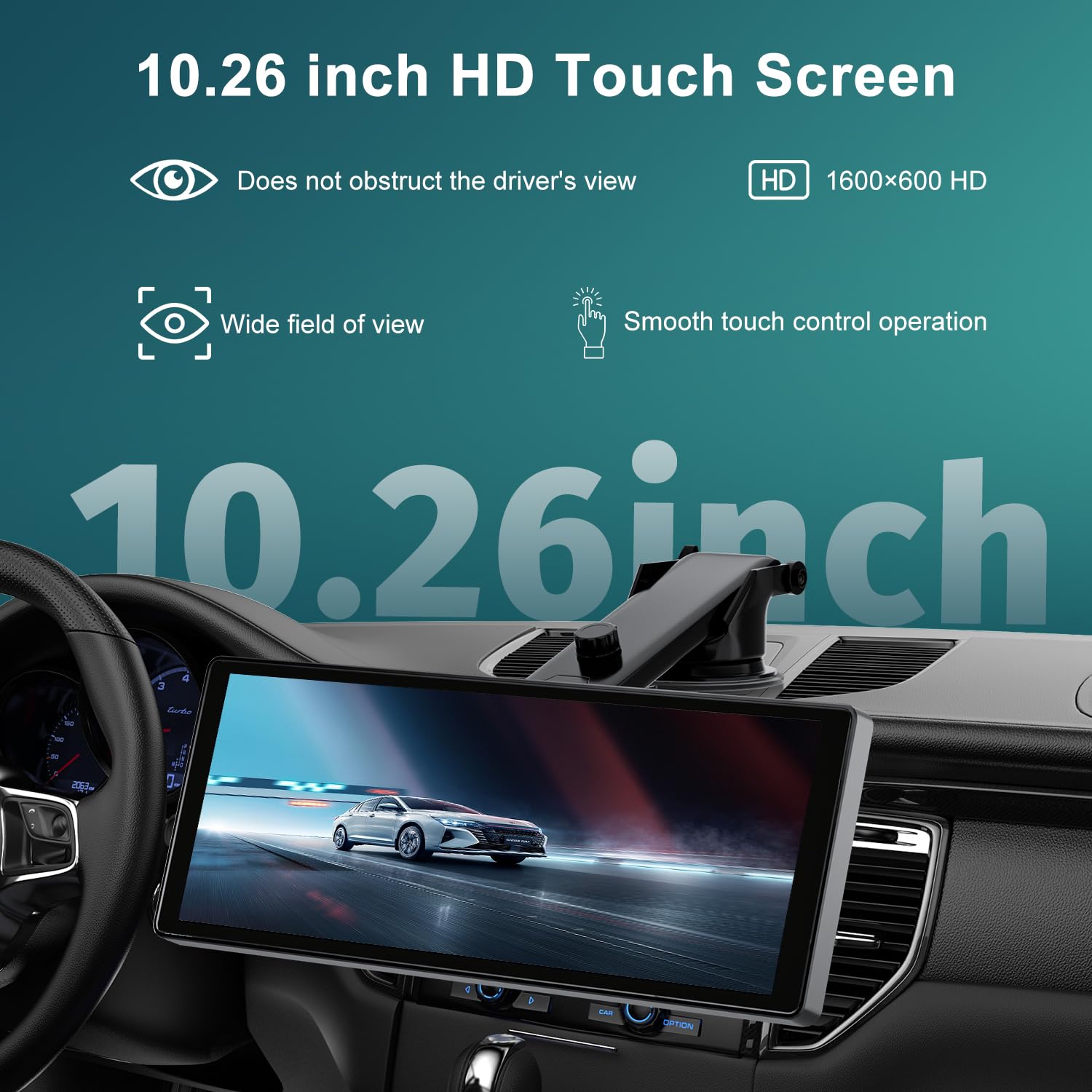 10.26" Wireless Car Stereo for Apple Carplay & Android Auto with 1080P Backup Camera, Touchscreen Car Play Screen with GPS Navigation & Voice Control, Mirror Link,Dual Bluetooth,FM Transmission,AUX