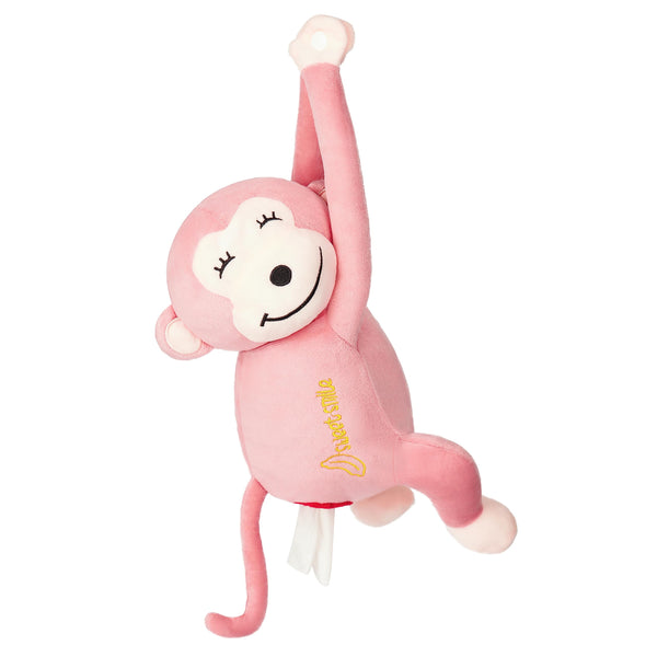 Tissue Holder for Car, Plush Tissue Box, Monkey Tissue Holder, Suitable for Living Kitchen, Bedroom, in the Car (Pink)