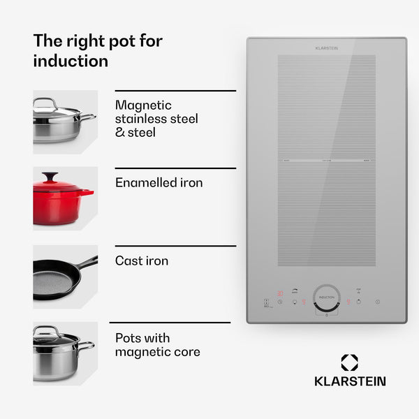 Klarstein Induction Hob, 7000W Electric Hobs Induction Cooker, 4 Ring Electric Pan Hob, Built-In Table Top Cookers w/ 4 Hobs, Touch Control, Inductions Heater Cooktops, Hot Plates for Cooking