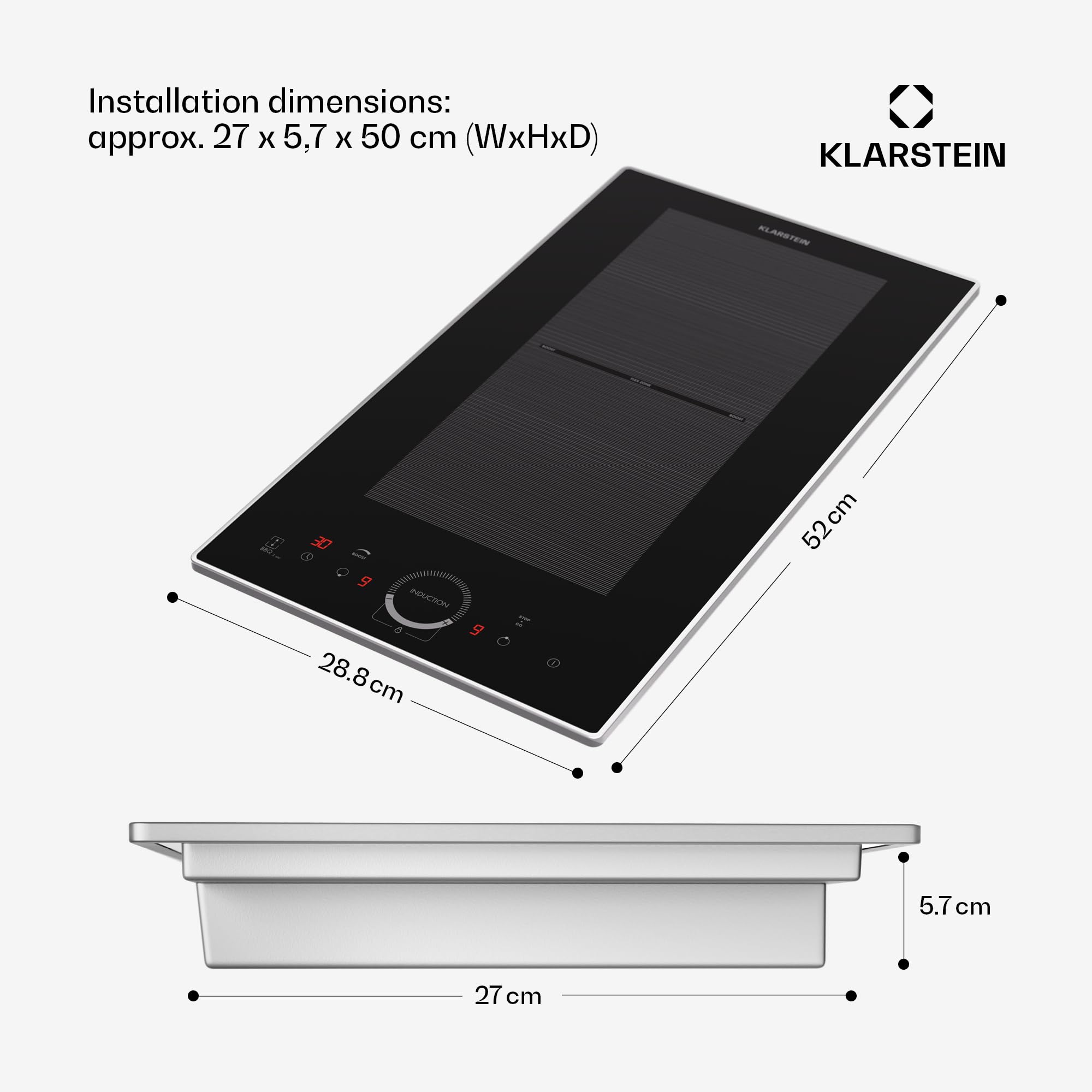 Klarstein Induction Hob, 7000W Electric Hobs Induction Cooker, 4 Ring Electric Pan Hob, Built-In Table Top Cookers w/ 4 Hobs, Touch Control, Inductions Heater Cooktops, Hot Plates for Cooking