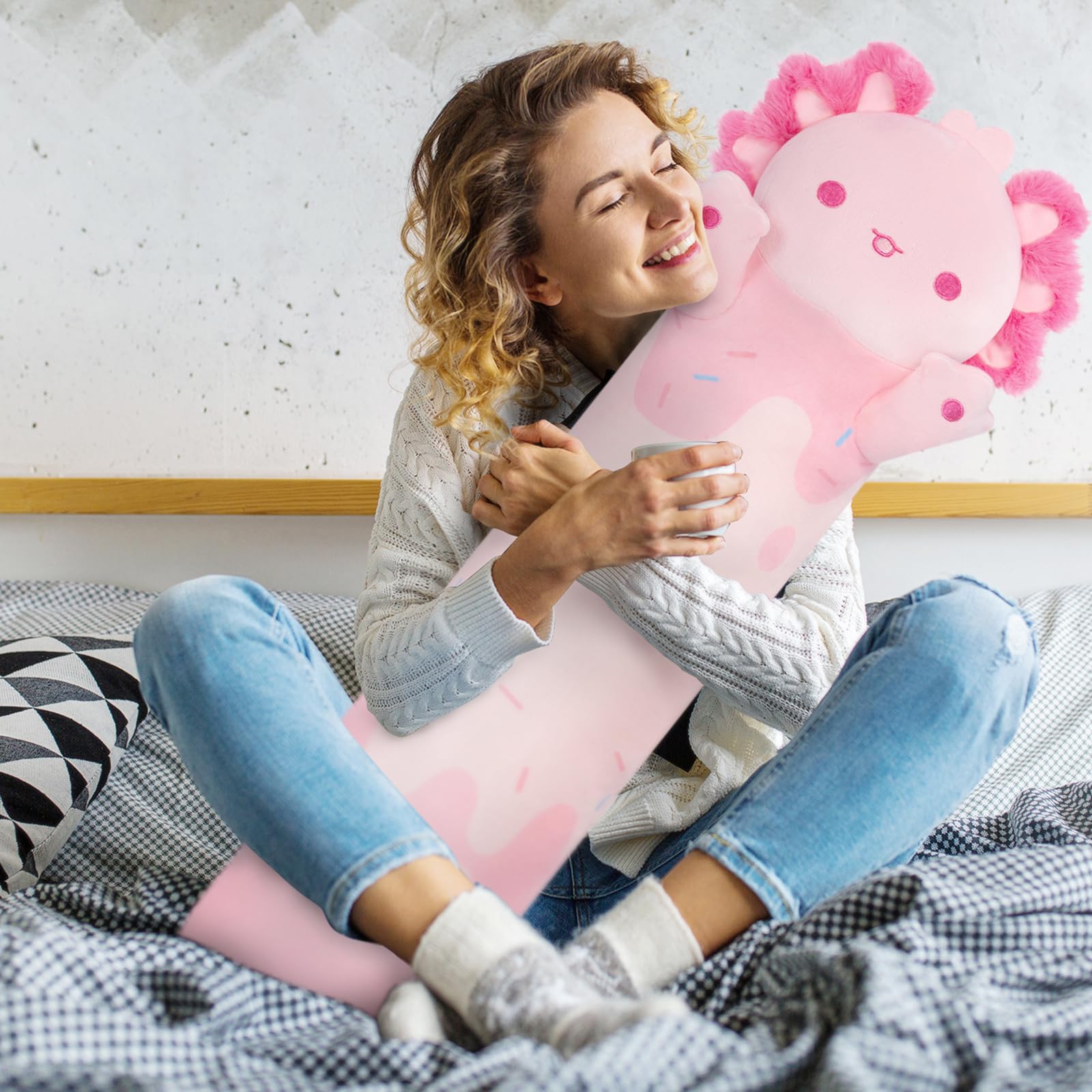 Mewaii 36in Long Cat Plush Pillows Stuffed Animals Squishy Pillows - Plushie Cute Kitty Sleeping Hugging Plush Pillow Soft Toys for Kids(Orange)