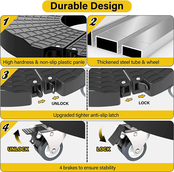 WELDUN 2 Pack Plant Caddy with Wheels Heavy Duty, Adjustable ? 40-57 cm Plant Stand with Lockable Caster 200KG, Rolling Plant Dolly/Roller for Indoor