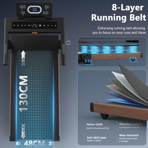 Treadmills for Home, Folding Treadmill with 20% Auto Incline, 20KM/H, 7HP, 180KG Capacity, Running Treadmill for Heavy People with LED Display, Speed Knob, Bluetooth Speakers