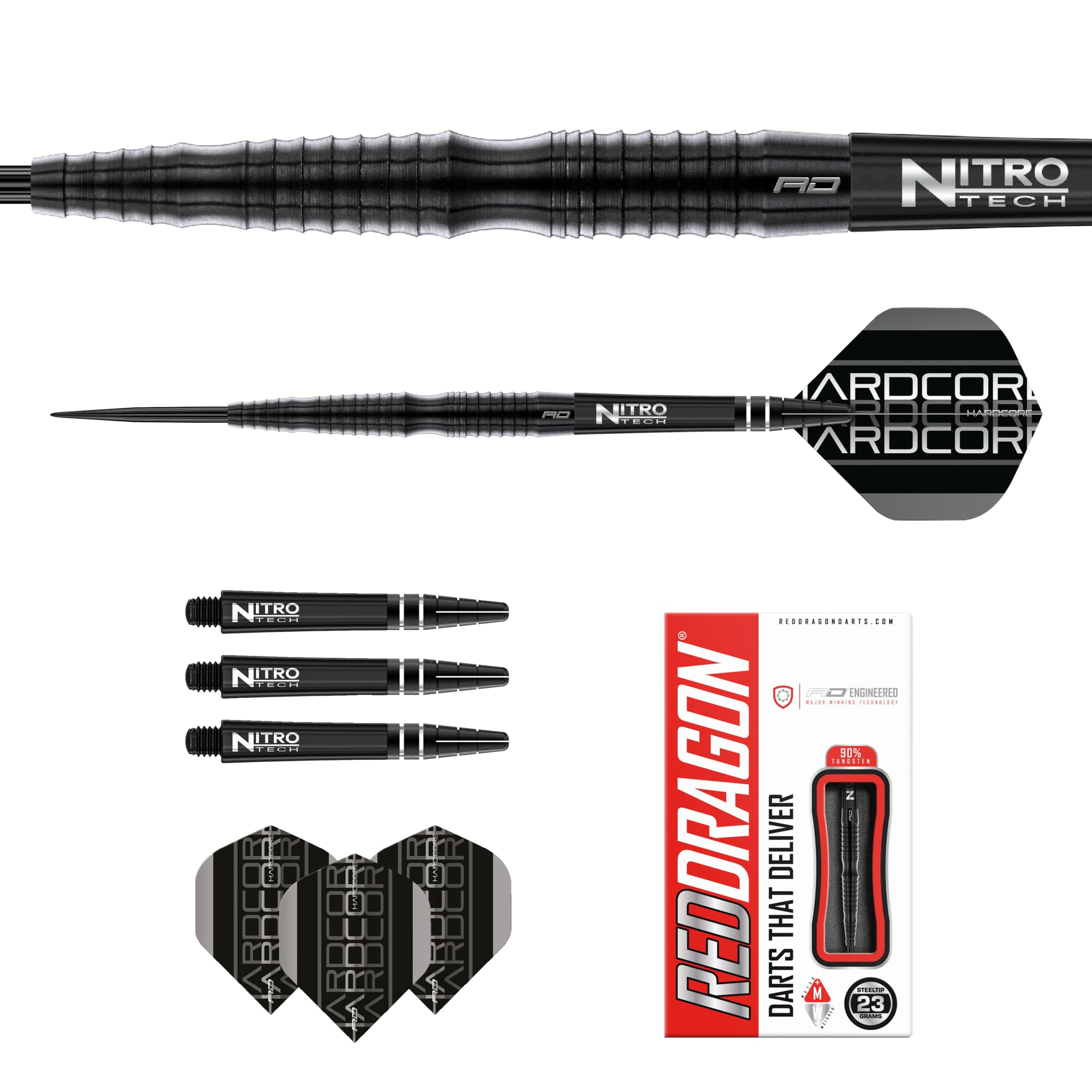 RED DRAGON Razor Edge Extreme 23 Gram Professional Tungsten Darts Set with Flights and Stems