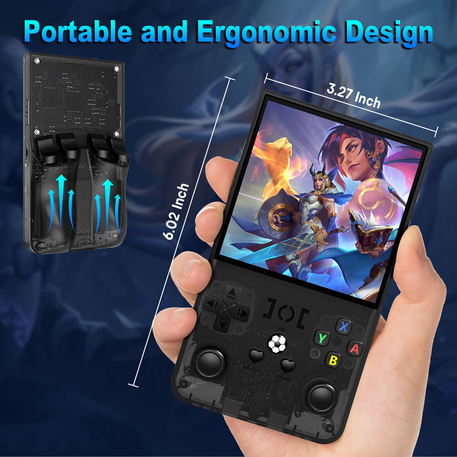 2025 New Upgrade R36MAX Retro Handheld Game Console with 64GB Built-in 18000+ Classic Games, Portable Video Gaming Console Linux System 4.0 Inch IPS Screen, 4000mAh Rechargeable Battery-Black