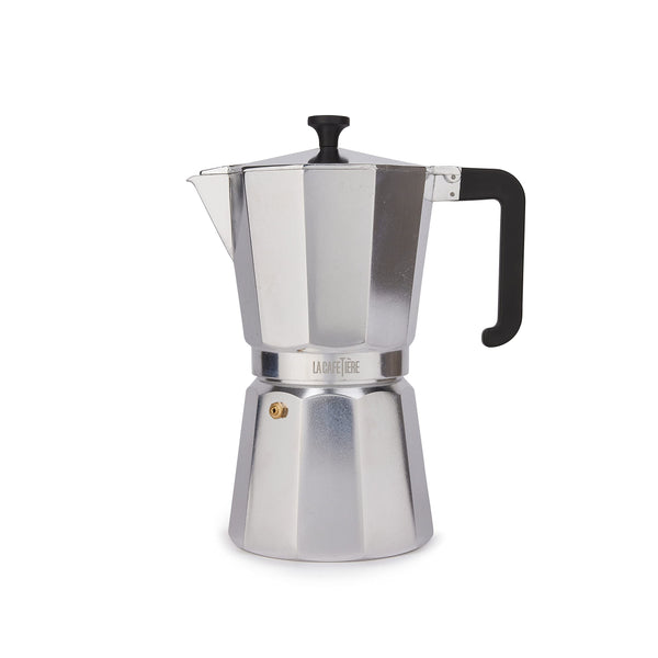 La Cafetière Venice Aluminium Espresso Maker, Three Cup, Black, Gift Boxed