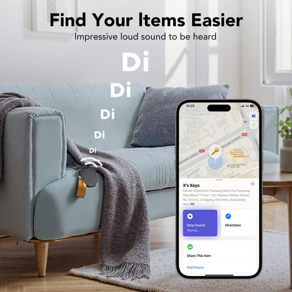 Air Tags-4 Pack, Bluetooth Tracker Works with Apple Find My APP (iOS Only), Keys Finder and Item Locator for Luggage, Backpack, Suitcases, Replaceable Battery, IP67 Waterproof Tracking Tag