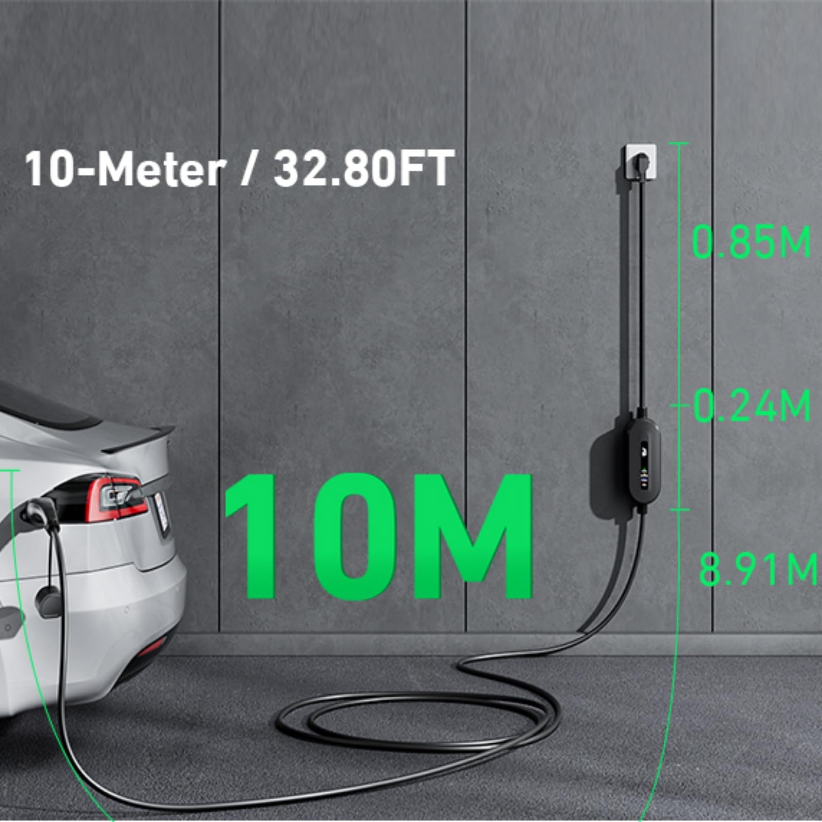 EVJUICION EV Charger Cable Type 2 to 3 Pin Plug 6M, Max. 2.3kW Portable Electric Car Charger, 10A Type 2 Charging Cable 3 Pin IP67/IP65, with LED Indicators&Carry Bag, for EVs and PHEVs (Black)