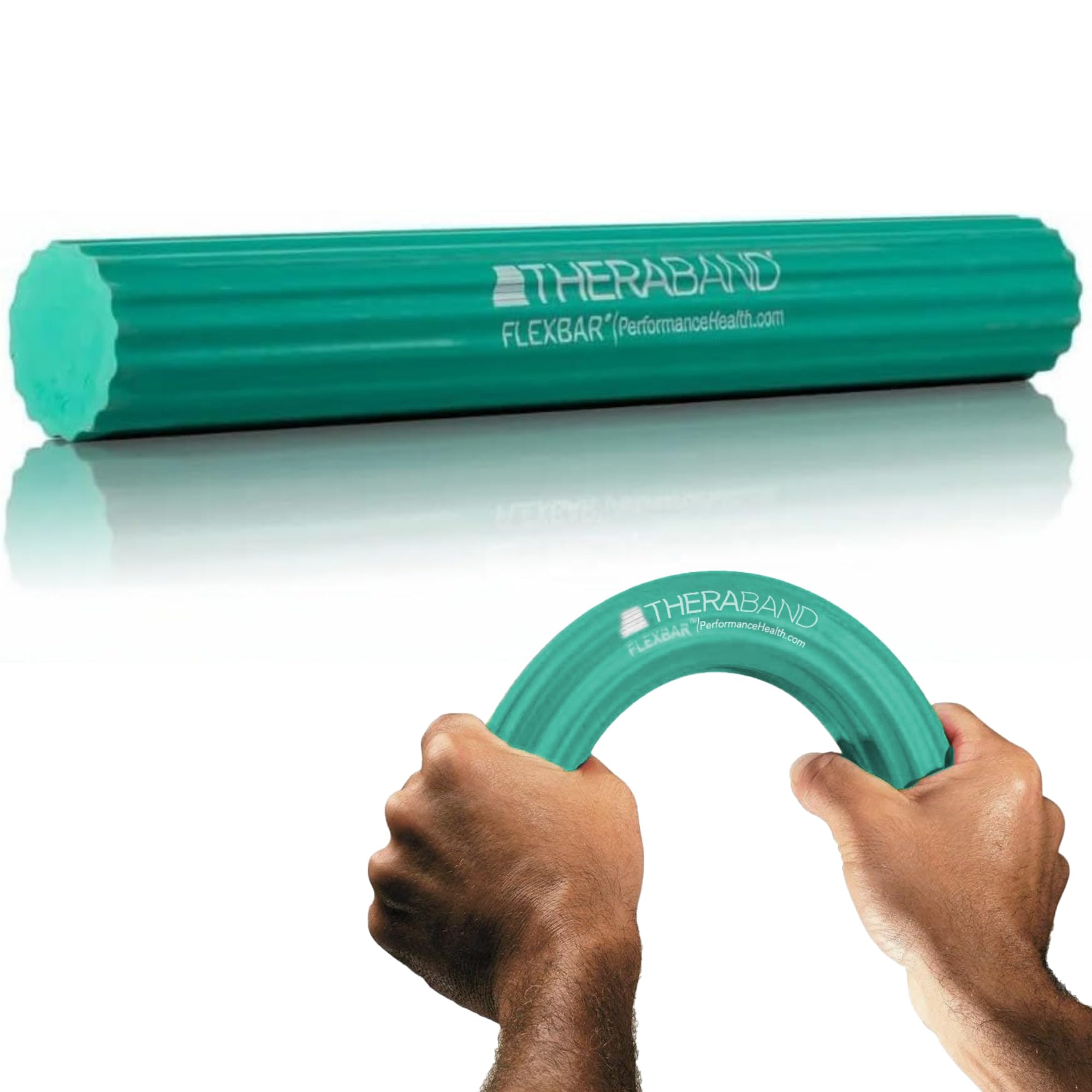 THERABAND Resistance FlexBar for Men and Women, Strength, Grip and Elbow Training and Pain Relief, Home Gym Equipment, Intermedium Level, Green,
