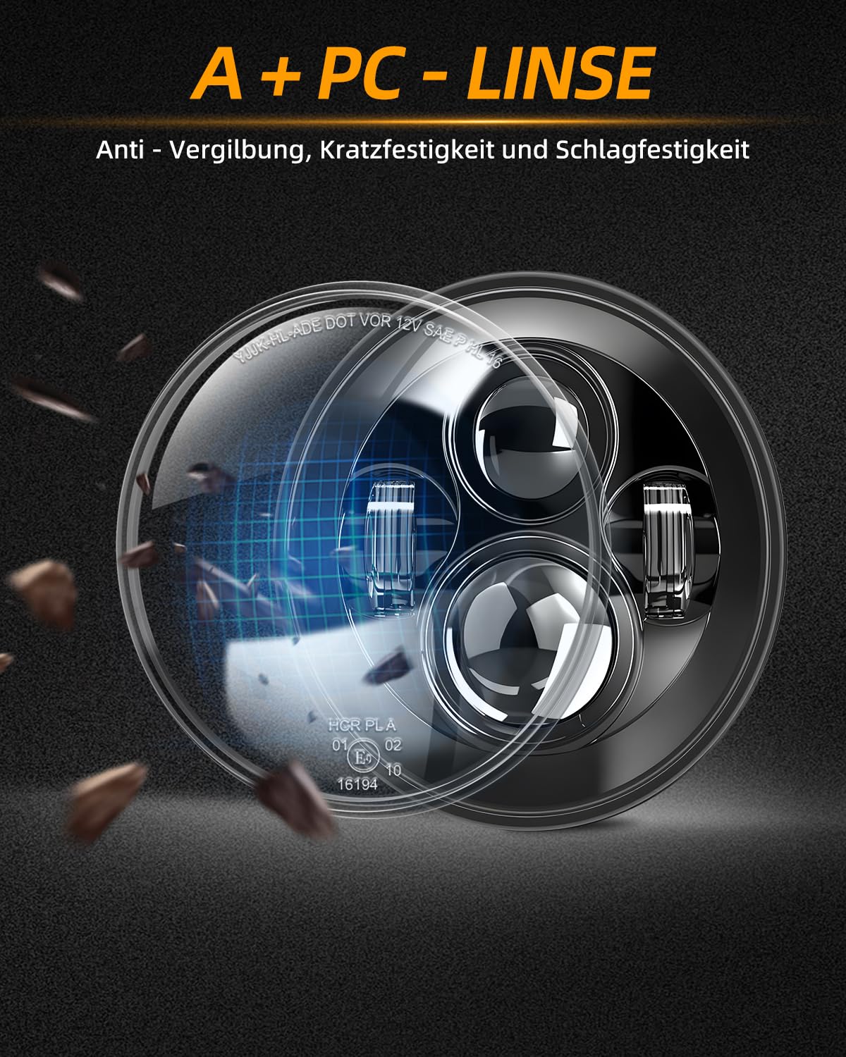 CO LIGHT 7 Inch LED Headlight Round Half Halo Angel Eyes DRL Amber Turn Signal Lights DOT and E-Mark Approved, H6024 LED Headlights with H4 H13 Adapter Compatible for Wrangler JK TJ LJ CJ, 2PCS