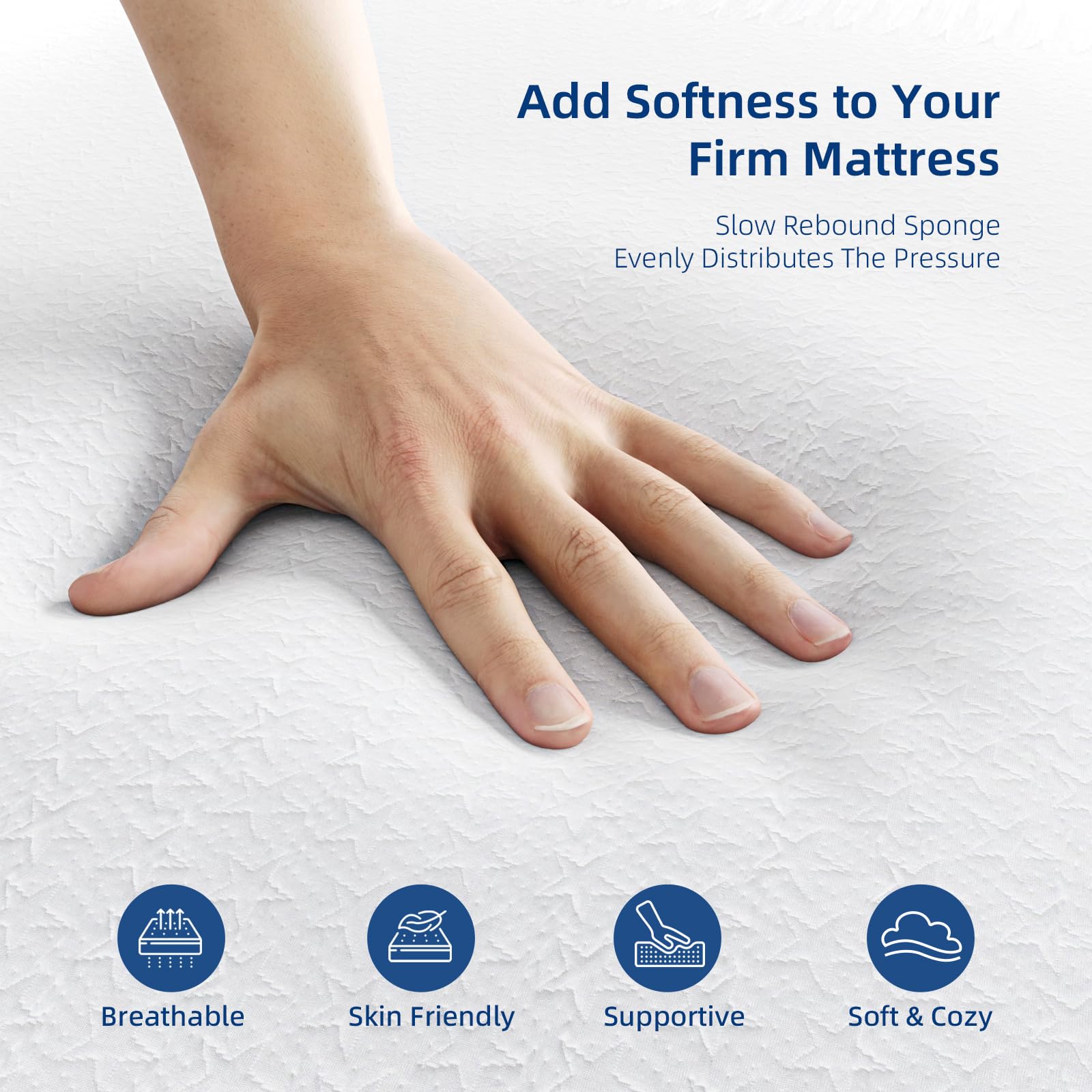 wowttrelax Memory Foam Mattress Topper Single Bed, 7cm Thick Orthopedic Cooling Single Mattress Topper for Back Pain Relief, Washable Cover with