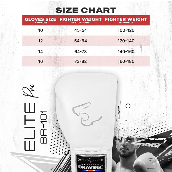 BRAVOSE Elite Pro Strap 12oz Boxing Gloves | Professional Leather Boxing Gloves for Punching Training, Sparring, MMA Kickboxing, Muay Thai Made By