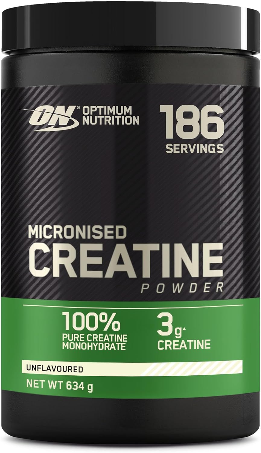 Micronised Creatine Powder, 100% Pure Creatine Monohydrate Powder for Performance and Muscle Power, Unflavoured Shake, 186 Servings, 634 g