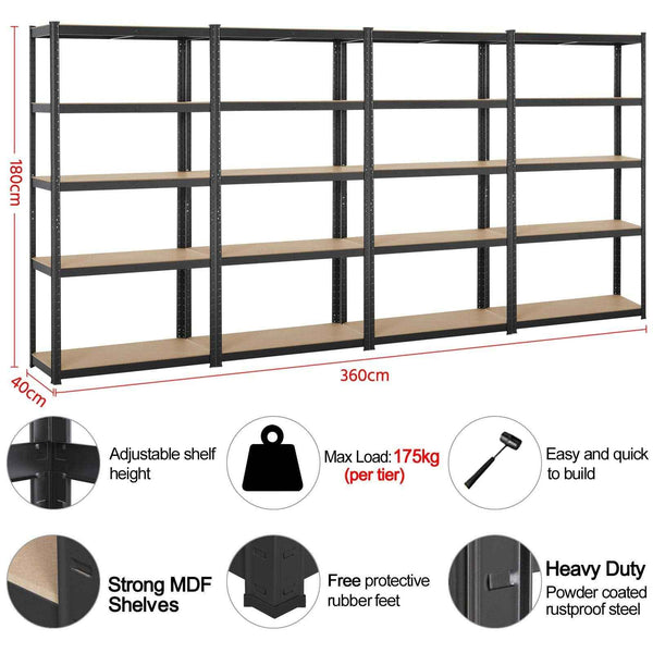 Yaheetech Garage Shelving Units - 5 Tier Heavy Duty Rack for Storage Metal Utility Shelves,180cm x 90cm x 40cm,175KG Per Shelf,Blue