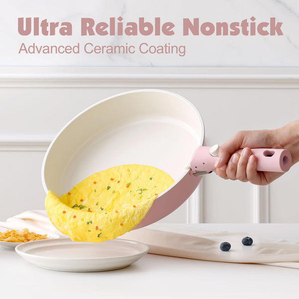 SENSARTE 17 Piece Pots and Pans Set, Nonstick Detachable Handle Cookware, Induction Kitchen Cookware Set with Removable Handle, Healthy Non Stick RV Cookware, Oven Safe (Black)